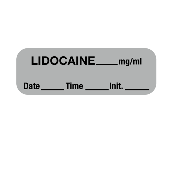 Nevs Label, Lidocaine 1/2" x 1-1/2" Gray w/Black LANT-3012D